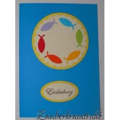 Einladungskarten|Zauberkramtruhe DIY Bastelset  - Einladung zur Kommunion mit Fischen in den Farben des Regenbogen selber basteln