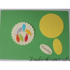 Einladungskarten|Zauberkramtruhe DIY Bastelset  - Einladung zur Kommunion mit Fischen in den Farben des Regenbogen selber basteln