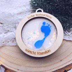 Clearance DIY Geschenk Weihnachten | Bastelset Holzanhänger mit Handabdruck – Erstes Weihnachten Geschenk für Kinder & Familie Geschenkeanhänger