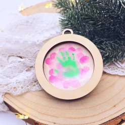 Clearance DIY Geschenk Weihnachten | Bastelset Holzanhänger mit Handabdruck – Erstes Weihnachten Geschenk für Kinder & Familie Geschenkeanhänger