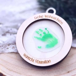 Clearance DIY Geschenk Weihnachten | Bastelset Holzanhänger mit Handabdruck – Erstes Weihnachten Geschenk für Kinder & Familie Geschenkeanhänger