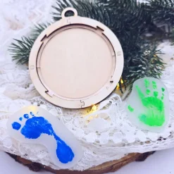 Clearance DIY Geschenk Weihnachten | Bastelset Holzanhänger mit Handabdruck – Erstes Weihnachten Geschenk für Kinder & Familie Geschenkeanhänger