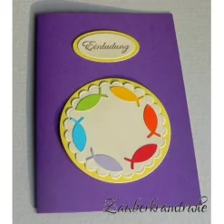 DIY-Einladungen Regenbogenfische für Konfirmation, Taufe oder Kommunion Einladungskarten