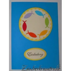 Clearance DIY-Set Regenbogenfische im Kreis - 10 Einladungen für Taufe, Kommunion, Konfirmation Regenbogen Fische Bastelset Karte Einladung Einladungskarten