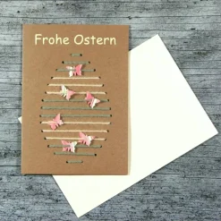 Discount 3D-Klappkarte **STICKEi** von mit Kuvert Grußkarte Ostergrüße Osterkarte Ostern Kraftpapier Osterkarten