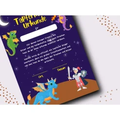 Discount Drachen und Ritter Kindergeburtstags-Urkunde - Digitale PDF-Datei - Gastgeschenke Kindergeburtstag Gastgeschenke