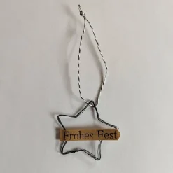 Hot Drahtanhänger, Draht-Sterne mit Fähnchenspruchband Frohes Fest & Schöne Weihnachtszeit Geschenkeanhänger