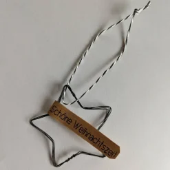 Hot Drahtanhänger, Draht-Sterne mit Fähnchenspruchband Frohes Fest & Schöne Weihnachtszeit Geschenkeanhänger