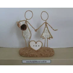 Outlet Drahtfigur "Paar mit Herz" als Geldgeschenk, z.B. zur Hochzeit, personalisierbar mit Wunschtext im Herz, Höhe: ca. 15 cm Geldgeschenke