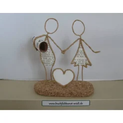 Outlet Drahtfigur "Paar mit Herz" als Geldgeschenk, z.B. zur Hochzeit, personalisierbar mit Wunschtext im Herz, Höhe: ca. 15 cm Geldgeschenke