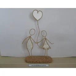 Hochzeitsgeschenke|Buchfaltkunst Seidl Drahtfigur "Paar mit Herzballon", personalisierbar, Geschenk für Hochzeit / Hochzeitstag / Jahrestag / Geburtstag, 22cm