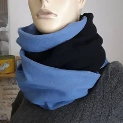 Hot Dreiecktuch  / Musselin Double Gauze / blau schwarz grau/ Schaltuch / Halstuch/ Wickelschal/ Loop / Musselintuch Accessoires