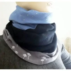 Dreiecktuch  / Musselin Double Gauze / blau schwarz grau/ Schaltuch / Halstuch/ Wickelschal/ Loop / Musselintuch Accessoires