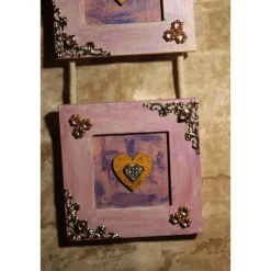 Clearance Dreiteiliger Bilderrahmen HERZERLTRIO ROSA Valentinsgeschenk Muttertagsgeschenk Hängedeko Geburtstagsgeschenk Herzen Valentinstagsgeschenke