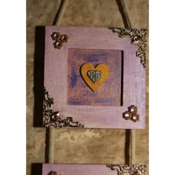 Clearance Dreiteiliger Bilderrahmen HERZERLTRIO ROSA Valentinsgeschenk Muttertagsgeschenk Hängedeko Geburtstagsgeschenk Herzen Valentinstagsgeschenke