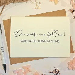Clearance Du wirst fehlen Dankeskarte zum Abschied – Persönliche Karte für Ruhestand, Jobwechsel & Umzug – A6 Klappkarte mit Kraftpapier Umschlag Geschenke