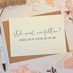 Clearance Du wirst fehlen Dankeskarte zum Abschied – Persönliche Karte für Ruhestand, Jobwechsel & Umzug – A6 Klappkarte mit Kraftpapier Umschlag Geschenke