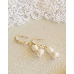 Best Echte Süßwasserperlen Ohrringe, Hochzeitschmuck Gold mit Zirkonia,Braut Ohrringe,Vergoldete Ohrringe Brautschmuck