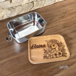Discount Edelstahl Lunchbox Einhorn mit Bambus Deckel/Personalisiert/Büro/Kindergarten/Einschulung/ Brotdose mit Namen/Kita Kinder Einschulung