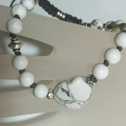 Accessoires|kunstpause Edelstein Herz Armband Howlith weiß handgemacht Armband  Zugarmband