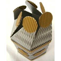 Clearance Edle Geschenkbox aus silber- und goldfarbener 3D-Wellpappe Weihnachtsdeko