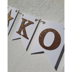 Dekoration|TiJaPapierDeko Edle Girlande zur Konfirmation, auf Wunsch personalisiert. Gold und Weiß.