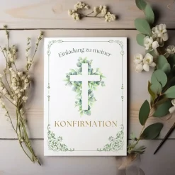 Edle Konfirmationseinladungskarten 10er-Pack, florale Konfirmationseinladung, Einladung Konfirmationseinladungen Einladungskarten