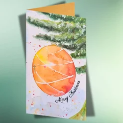 Best Edle Weihnachtskarte mit leuchtender Christbaumkugel – Merry Christmas – DIN A6 Klappkarte oder Postkarte Weihnachtskarten