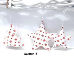 Baumschmuck|Afrosteff Ein Stoffstern oder Stoffbaum in versch. Größen rot-weiß, Weihnachtsdeko
