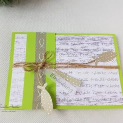 Best Einladung Taufe Kommunion Konfirmation MAIGRÜN-TAUPE oder in Wunschfarbe Einladungskarten