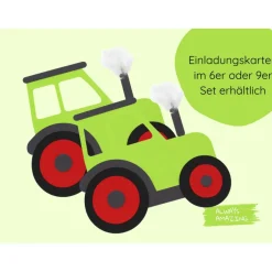 Best Einladungskarte Traktor Bastelset | Traktor Einladungskarten | grüner Traktor | Traktor zum basteln | Traktor Mottoparty Kinder Einladungskarten