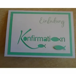 Einladungskarten|Nachtkarten Einladungskarten  Konfirmation Einladungskarte Fisch Einladung Einladungen Mädchen Junge Grußkarte Konfirmation
