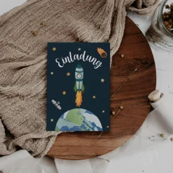 Einladungskarten|TildaandTheo Einladungskarten Weltall Kindergeburtstag - Kindergeburtstagseinladung Space-Party - Einladung zum Kindergeburtstag