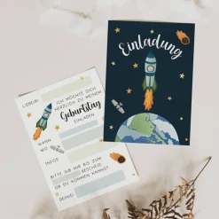 Einladungskarten|TildaandTheo Einladungskarten Weltall Kindergeburtstag - Kindergeburtstagseinladung Space-Party - Einladung zum Kindergeburtstag