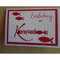 Sale Einladungskarten zur Kommunion Einladungskarte Fisch Einladung Einladungen Mädchen Grußkarte,Klappkarte Einladungskarten