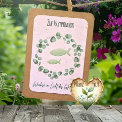 Glückwunschkarten|SN & Soul Einpflanzbare Kommunionskarte aus Samenpapier | nachhaltige Geschenke zur Kommunion | Grußkarte für Kommunionskinder