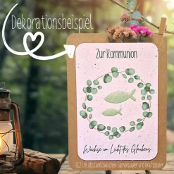 Glückwunschkarten|SN & Soul Einpflanzbare Kommunionskarte aus Samenpapier | nachhaltige Geschenke zur Kommunion | Grußkarte für Kommunionskinder