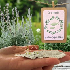 Glückwunschkarten|SN & Soul Einpflanzbare Kommunionskarte aus Samenpapier | nachhaltige Geschenke zur Kommunion | Grußkarte für Kommunionskinder