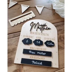 Einschulung|Wunschelfe Einschulung Deko - Beschriftbare Tafel für Schulkind | Schulanfang | Erinnerung an die Schulzeit | Geschenk Einschulung,