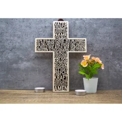 New Einzigartige Holz-Kreuze mit "Vater Unser" – Zeitloses religiöses Kunstwerk für dein Zuhause Dekoration