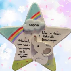 Gedenksteine|Sentimentina Einzigartiger Elefanten-Trauerstein mit Sternenzauber