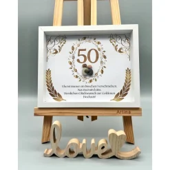 Einzigartiges Geschenk | Custom Wandbild goldene Hochzeit personalisierbar | Geschenk goldene Hochzeit | Liebe | 50. Jah Gastgeschenke