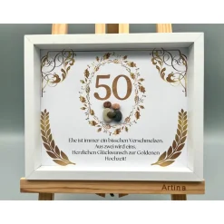 Einzigartiges Geschenk | Custom Wandbild goldene Hochzeit personalisierbar | Geschenk goldene Hochzeit | Liebe | 50. Jah Gastgeschenke