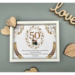 Einzigartiges Geschenk | Custom Wandbild goldene Hochzeit personalisierbar | Geschenk goldene Hochzeit | Liebe | 50. Jah Gastgeschenke