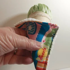 Eistütenhalter Kleckerschutz 2 Stück – Waschbarer Tropfschutz aus Baumwolle, bunt Sommer