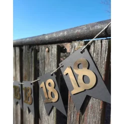 Best Elegante Girlande zum 18. Geburtstag, Wimpelkette, Fahnengirlande, Gold oder Silber und Schwarz, Wimpel, Partydekoration Dekoration