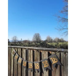 Best Elegante Girlande zum 18. Geburtstag, Wimpelkette, Fahnengirlande, Gold oder Silber und Schwarz, Wimpel, Partydekoration Dekoration