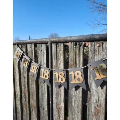 Best Elegante Girlande zum 18. Geburtstag, Wimpelkette, Fahnengirlande, Gold oder Silber und Schwarz, Wimpel, Partydekoration Dekoration