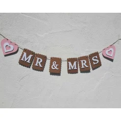 Geschenke|TiJaPapierDeko Elegante Girlandexzur Hochzeit Mr & Mrs in Beige, Rosa und Weiß