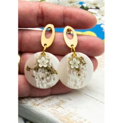 Online Elegante Ohrstecker in goldfarben, beige, Brautschmuck Ohrringe, handgemachtes Unikat, Weihnachtsgeschenk frau Brautschmuck